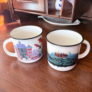 Owlcrate Harry Potter ceramic mug art by Cara Kozik, set of 2 mugs